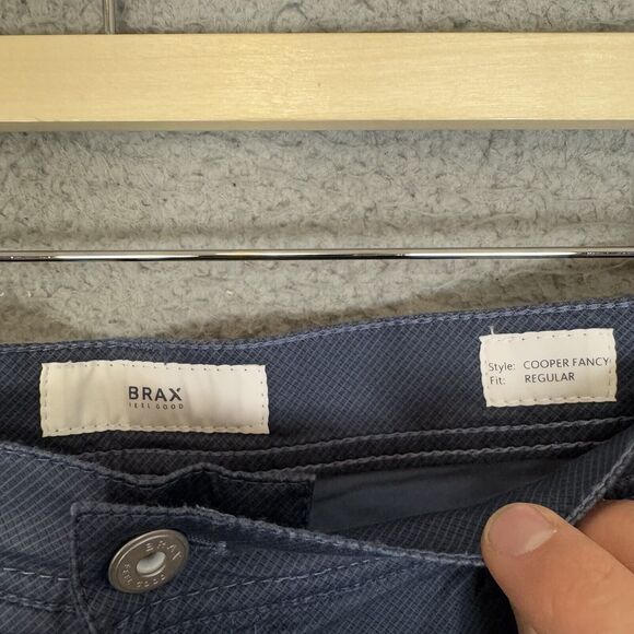 Brax Pants Mens 38x30 Blue Lightweight Cooper Fancy Casual Straight Adult - Picture 3 of 11